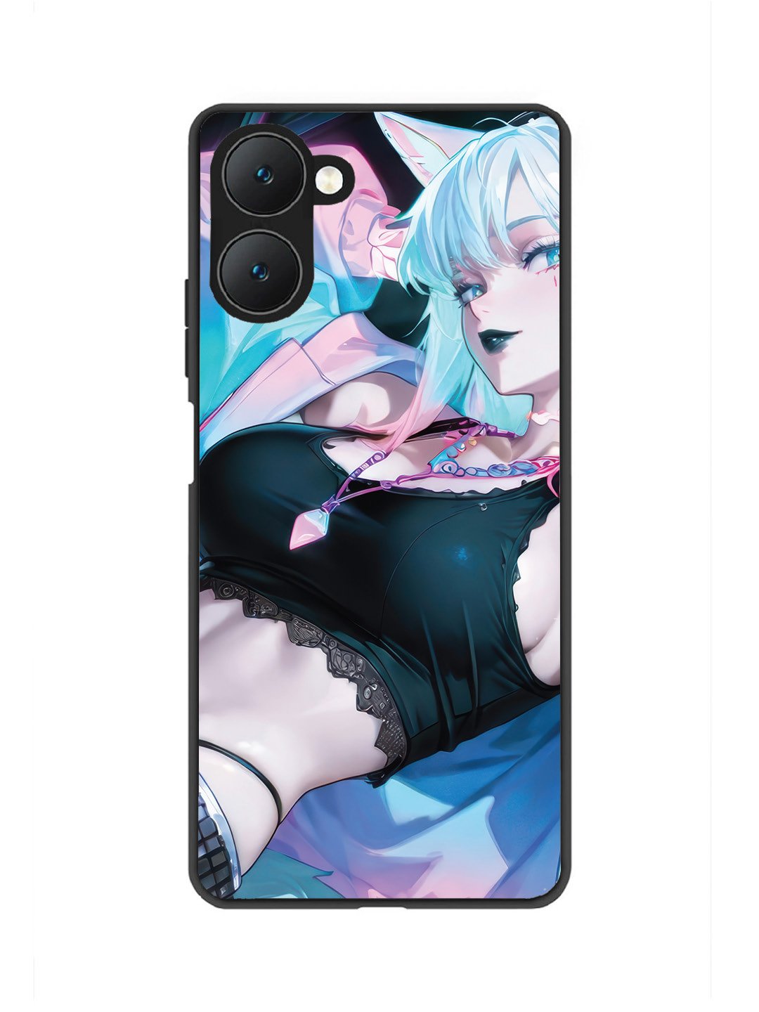 Vivo Y18 5G anime girl fox headpohone white Hair