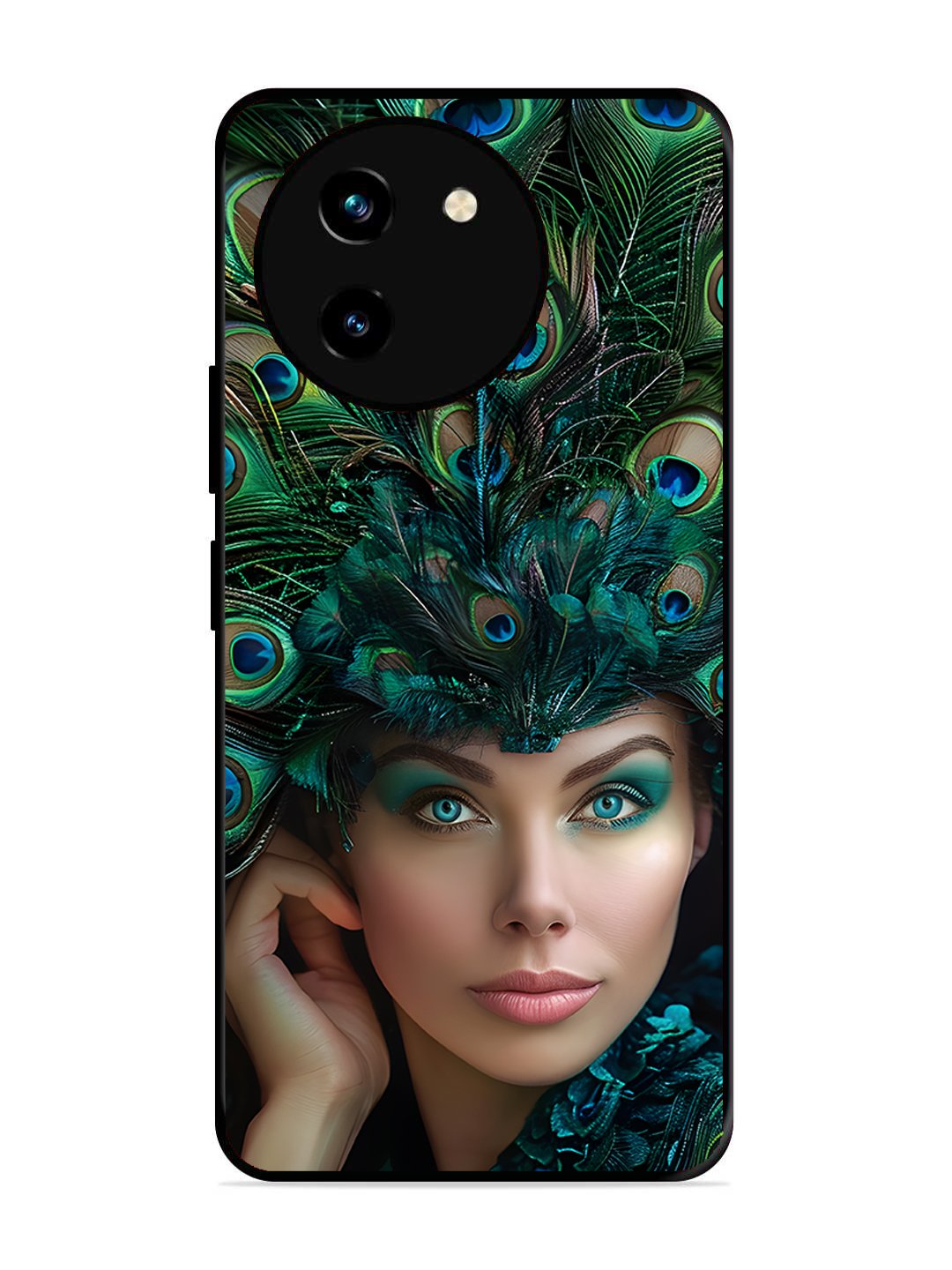 Vivo Y200i Girl with peacock feather Crown