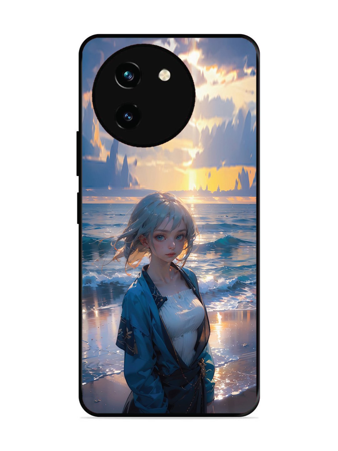 Vivo Y200i Anime Girl Beach Ocean Waves