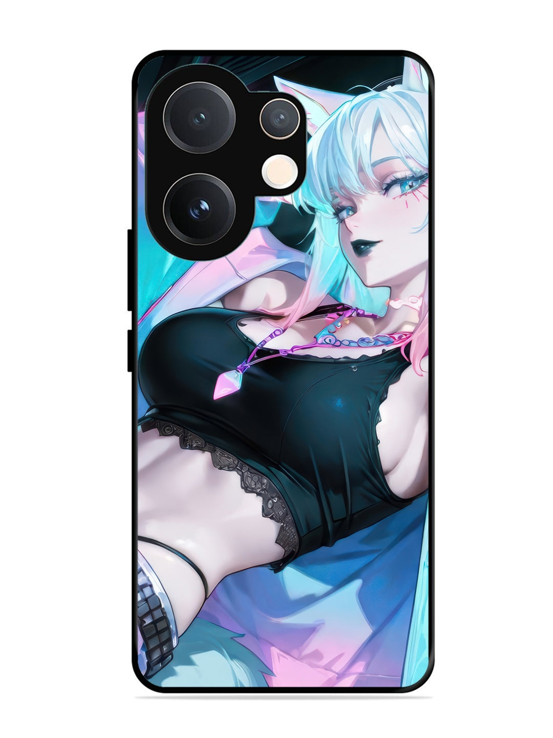Vivo T4 Pro 5G anime girl fox headpohone white Hair