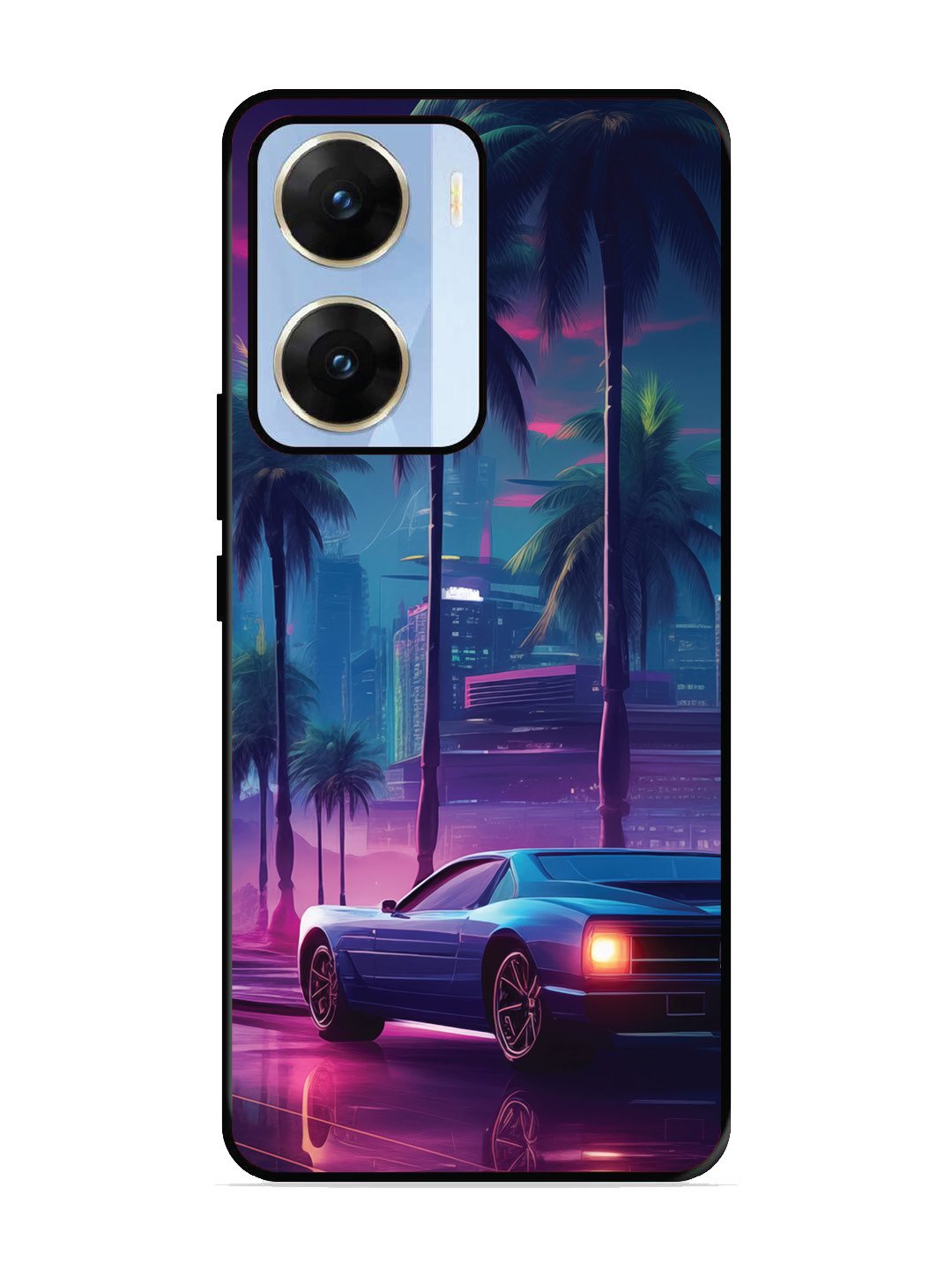 Vivo v29e 5g sunset-sports-car-city-palm-trees