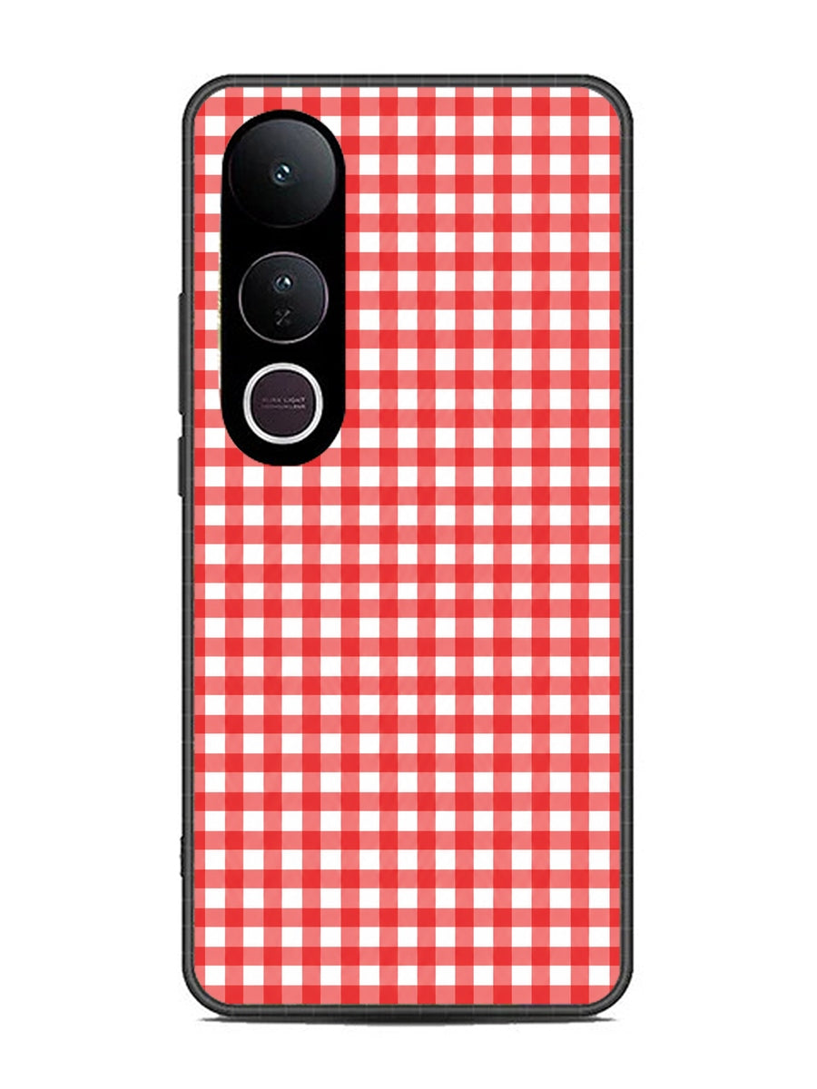 Vivo V50 Lite Gingham Checks Red