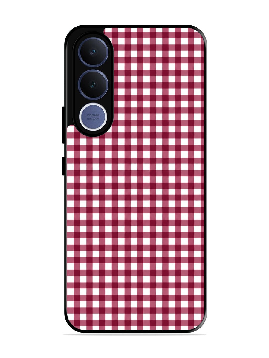 Vivo V70 fe Gingham Checks Wine Red