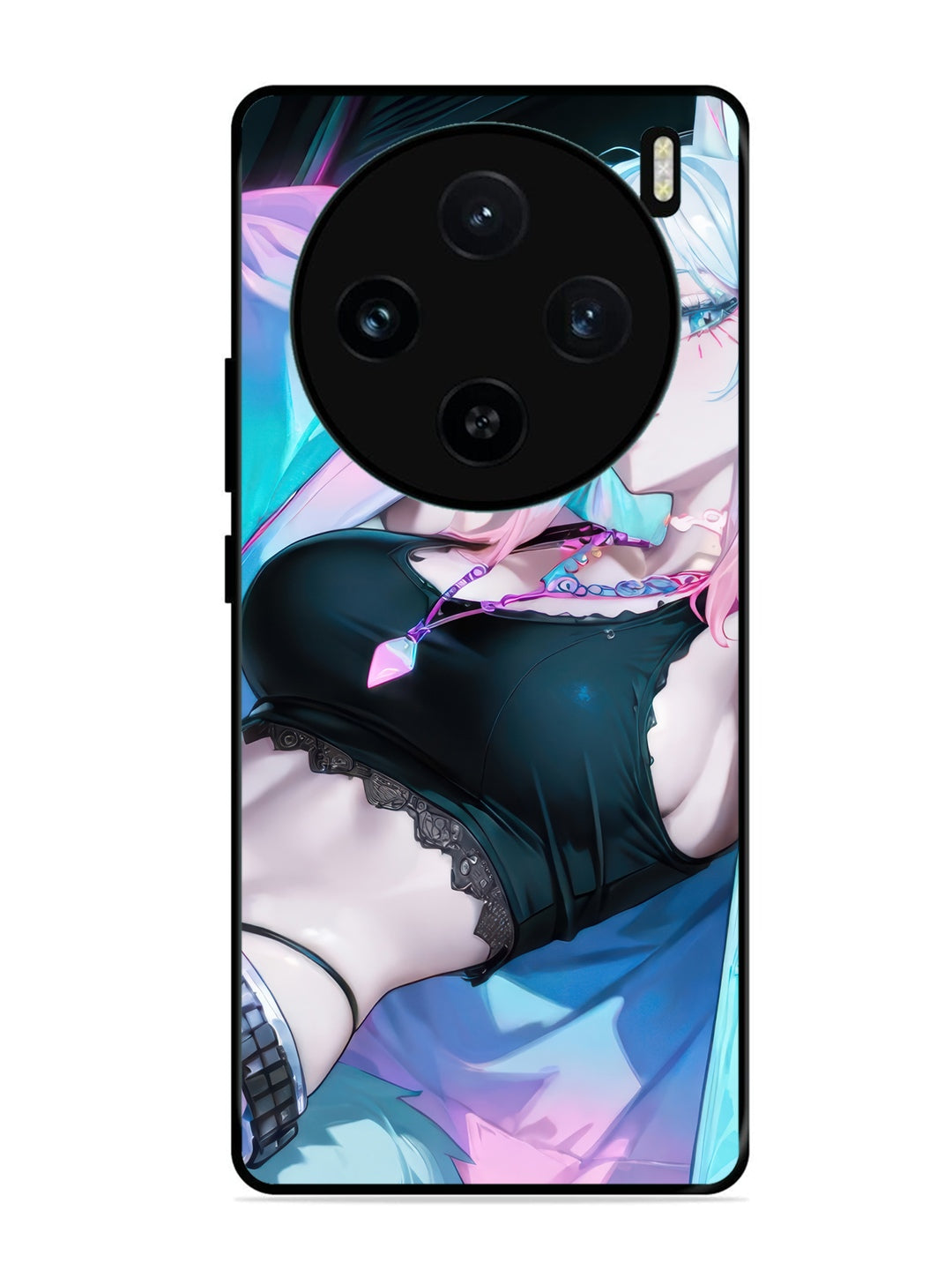 Vivo X100 5G anime girl fox headpohone white Hair