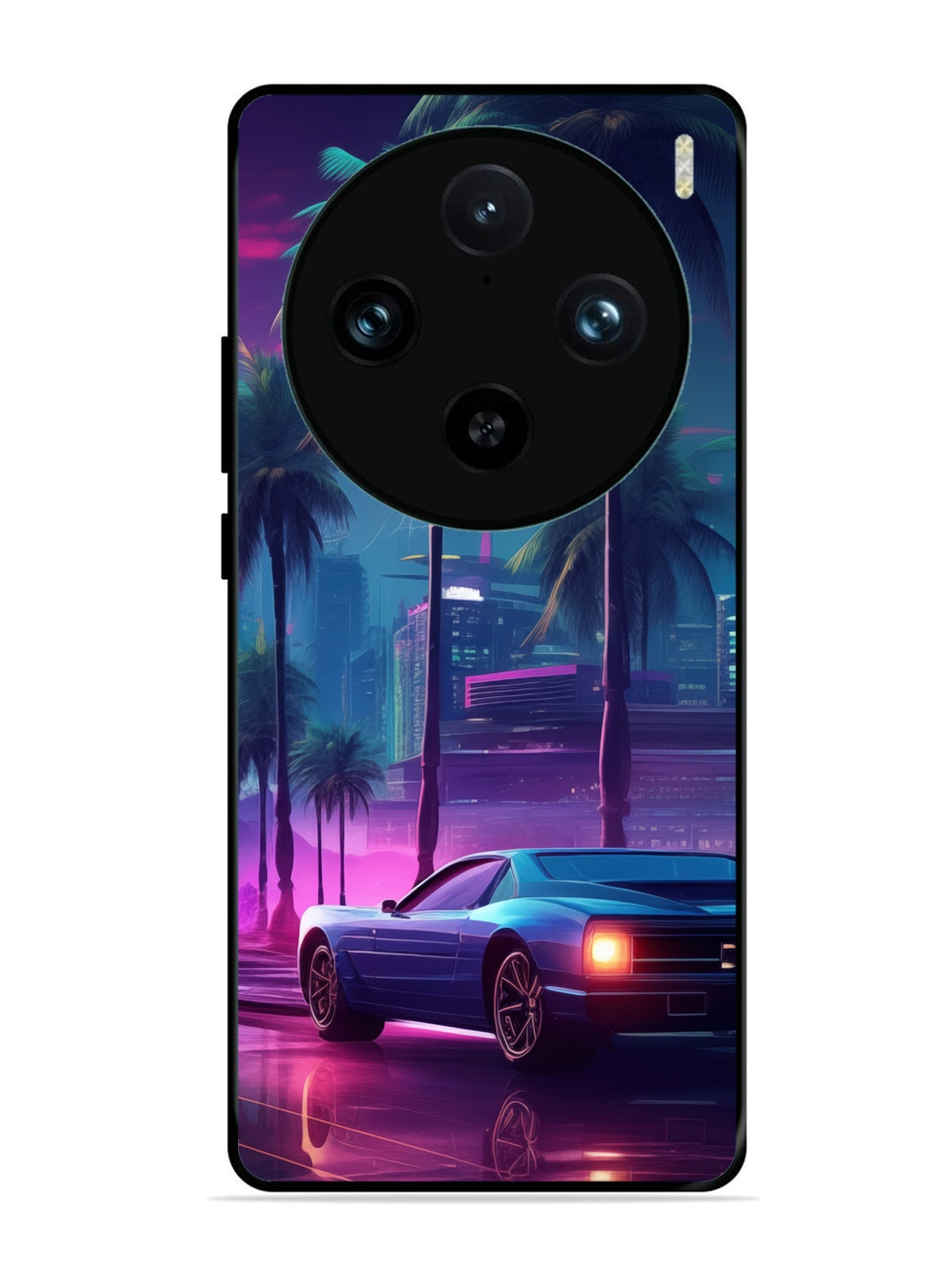 Vivo X100 Pro sunset-sports-car-city-palm-trees