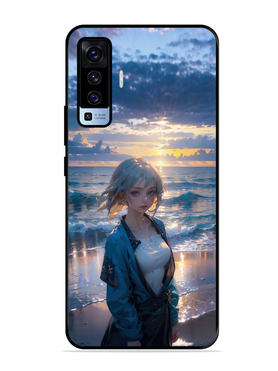 Vivo X50 Anime Girl Beach Ocean Waves