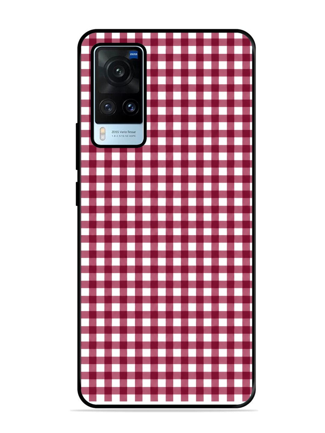 Vivo X60 Gingham Checks Wine Red