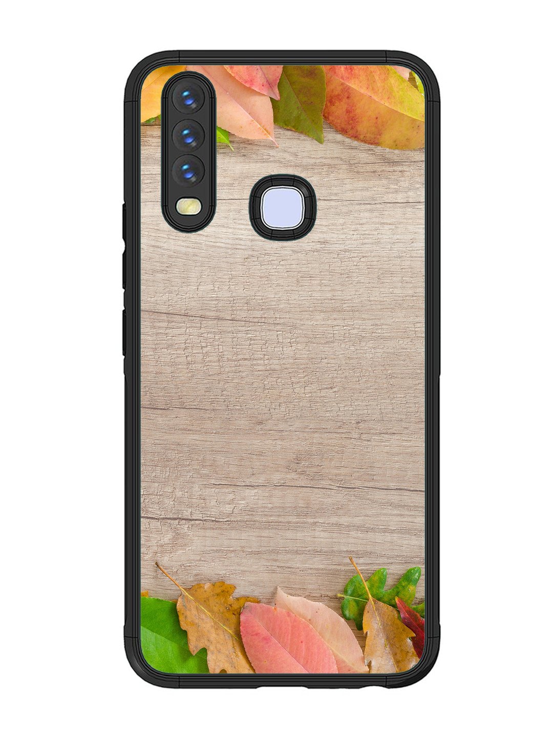 Vivo Y17 Autumn Leafs On Wooden Table