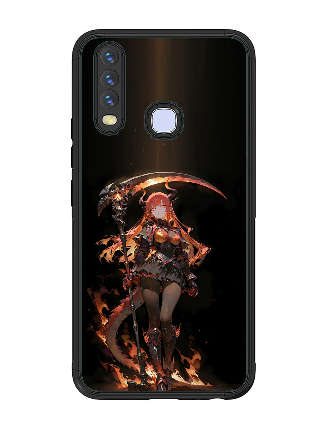 Vivo Y17 anime-girl-sycthe-red-hair-horn