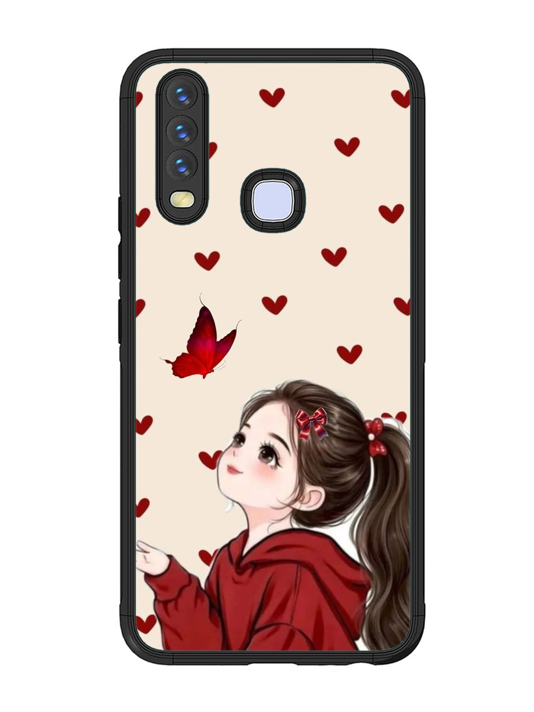 Vivo Y17 Beautiful girl with red butterfly