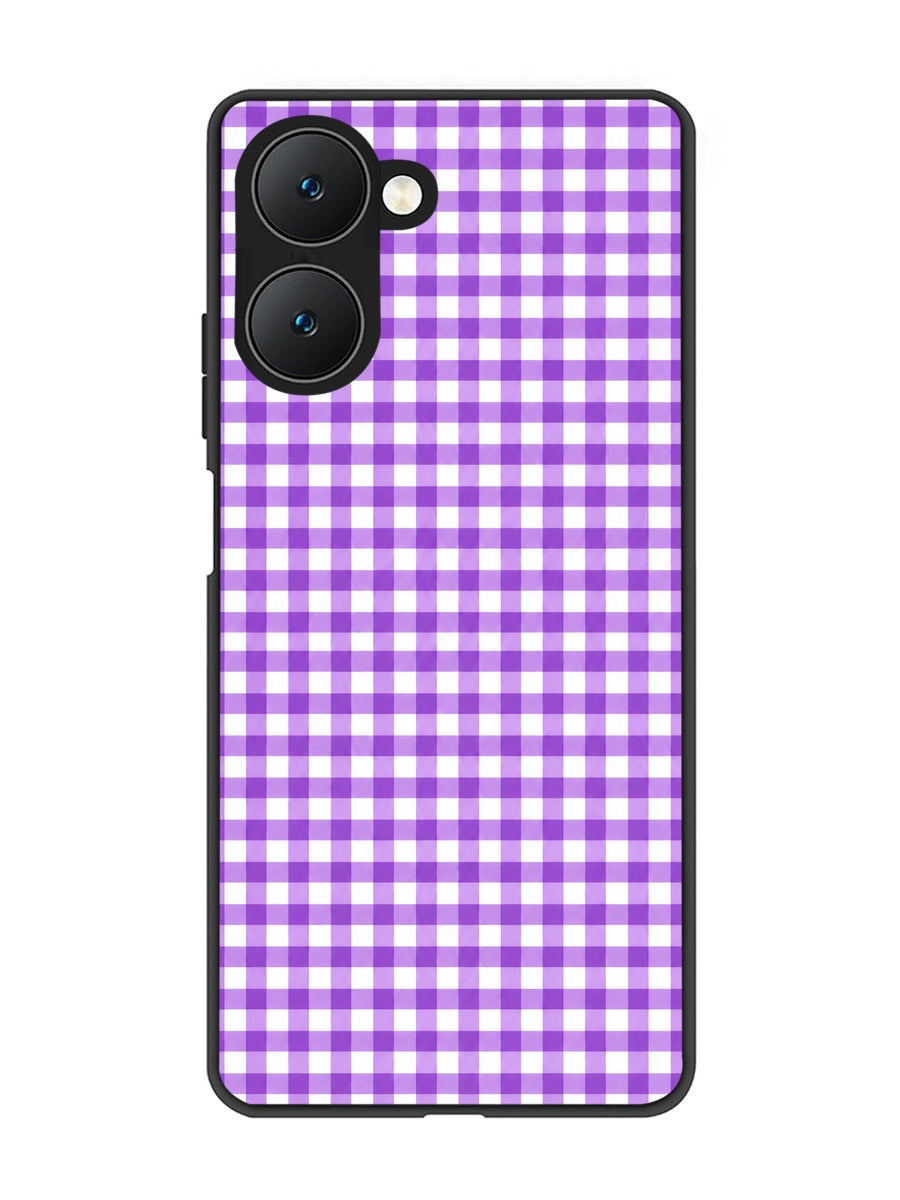 Vivo Y18 5G Gingham Checks purple