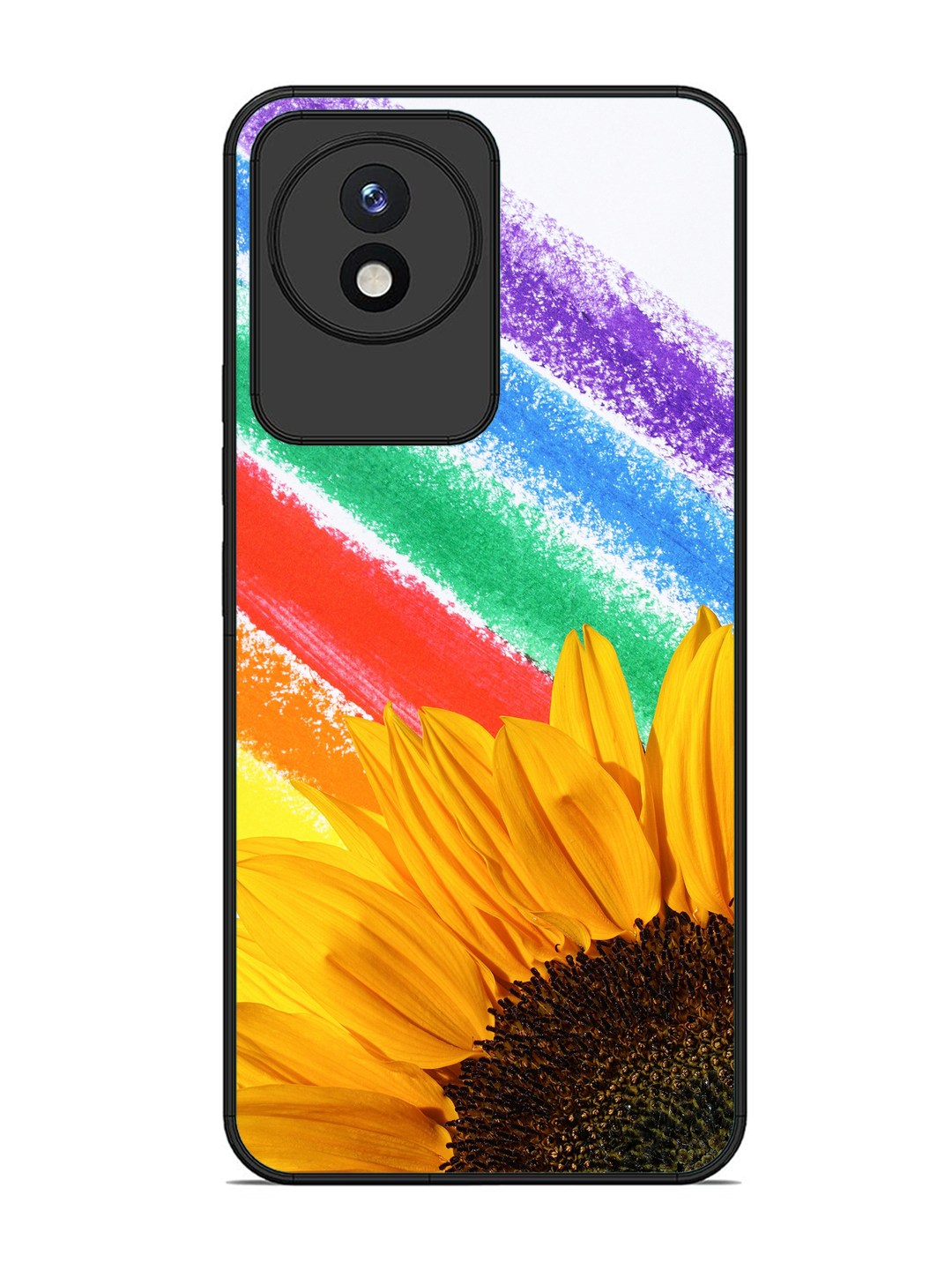 Vivo Y02 Sunflower on Colourful Lines