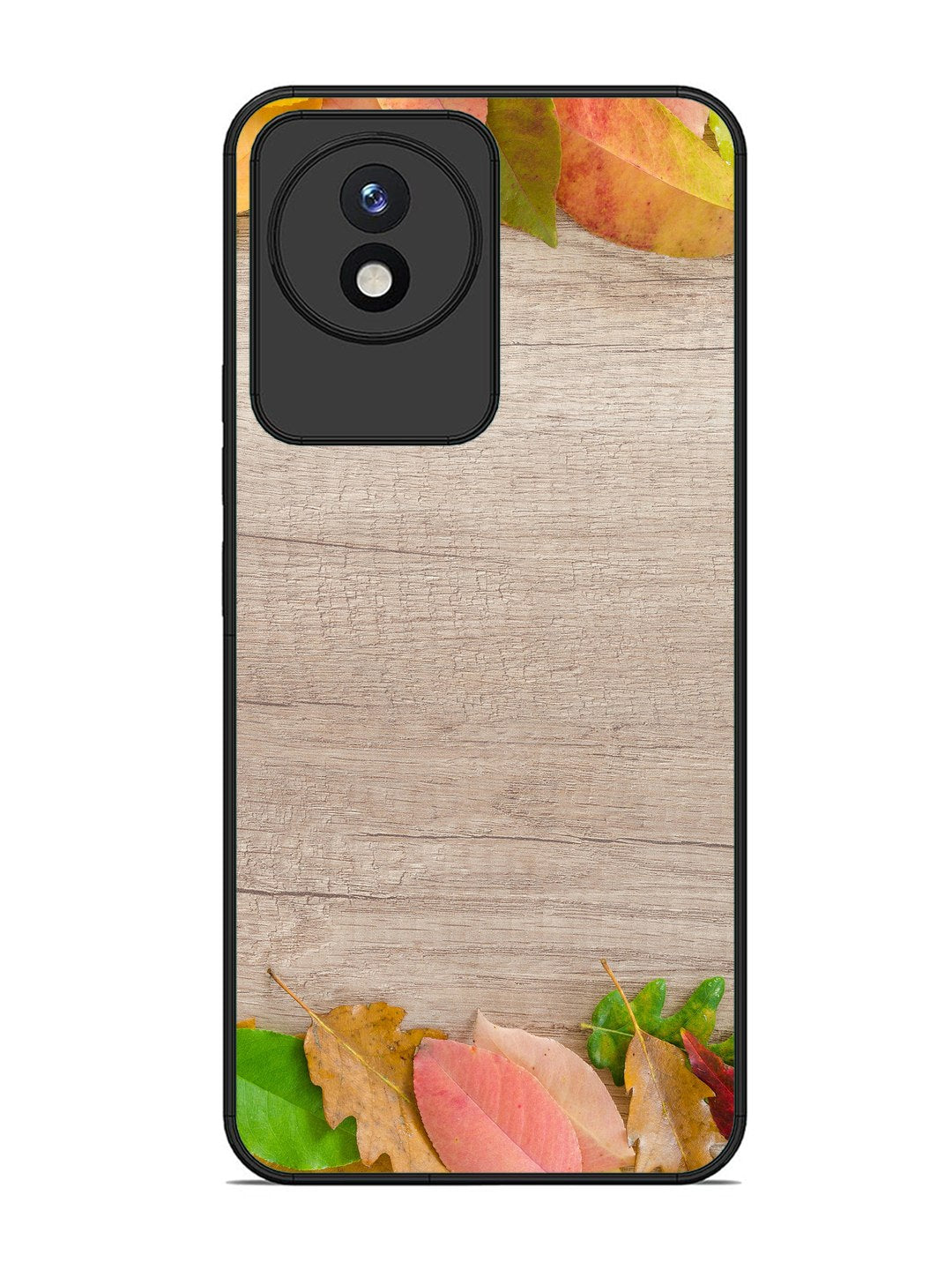 Vivo Y02 Autumn Leafs On Wooden Table