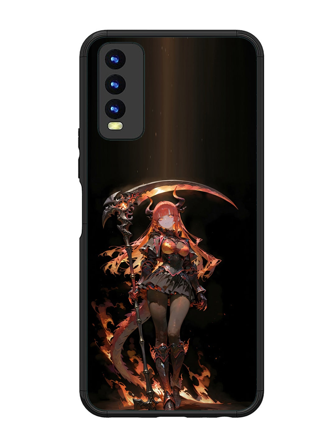 Vivo Y20 anime-girl-sycthe-red-hair-horn