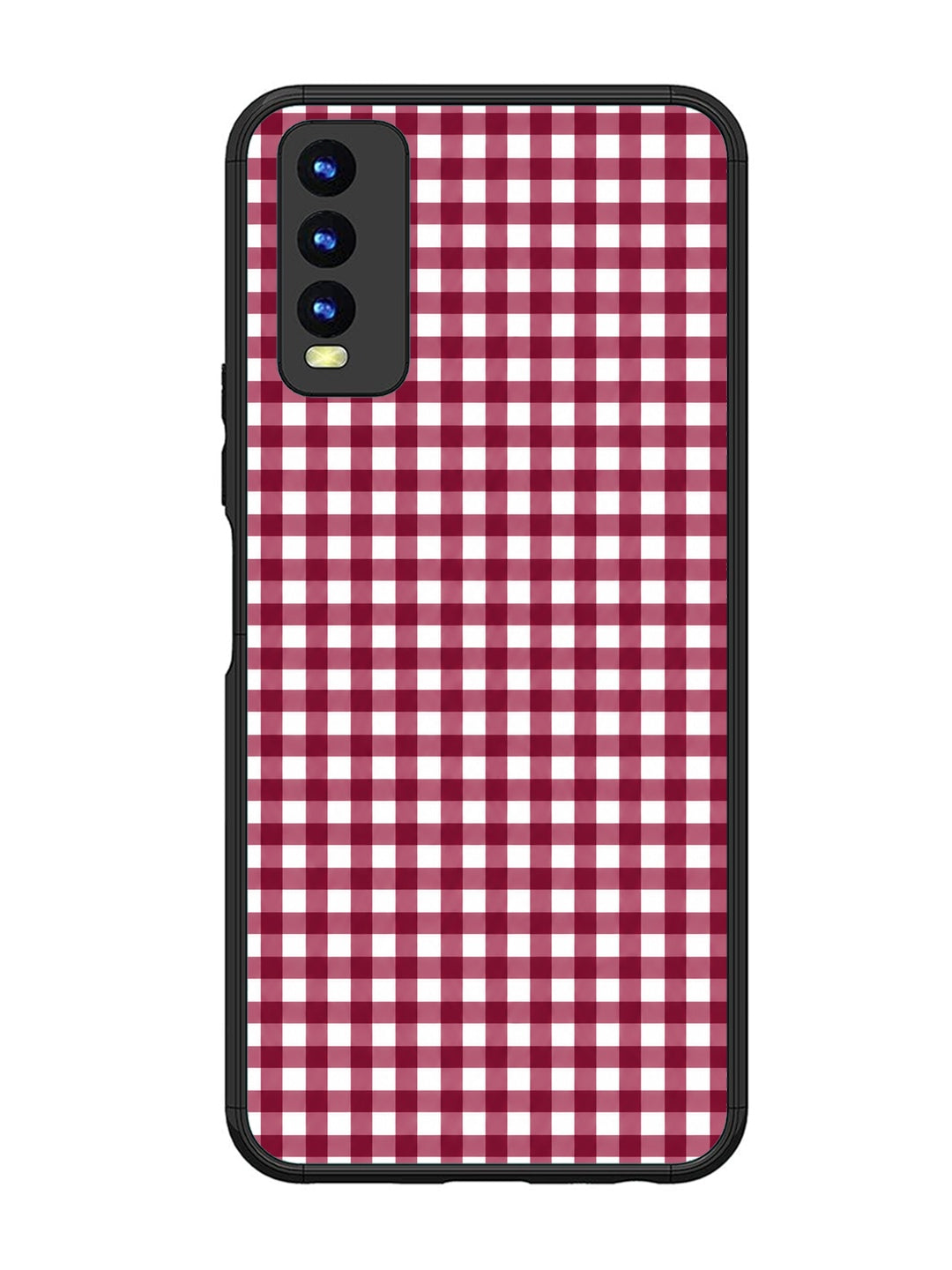 Vivo Y20 Gingham Checks Wine Red