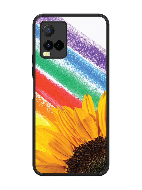 Vivo y21 Sunflower on Colourful Lines