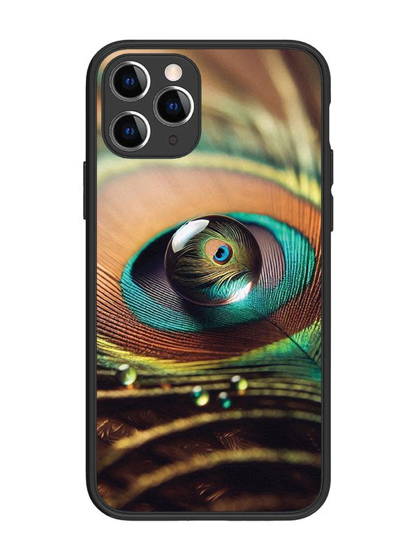 iPhone 11 Pro Water Drop On Peacock Feather